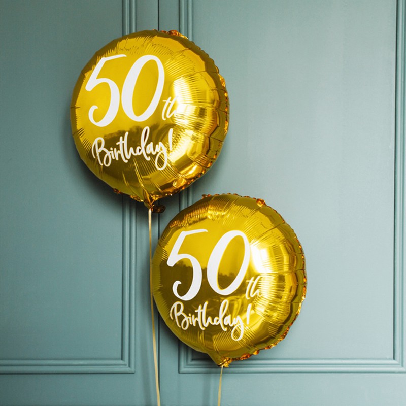 Balon na 50 urodziny złoty foliowy okrągły